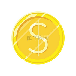 财富的象征图片_平面样式设计中的美元金币矢量图
