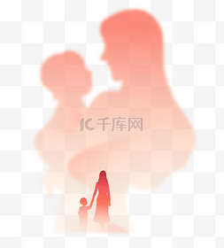 动漫简笔人物图片_母亲母亲节双重母子剪影