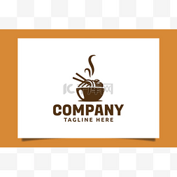 asian food logo with noodles and meatballs fo