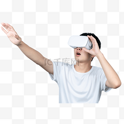 年轻男子VR虚拟现实使用体验