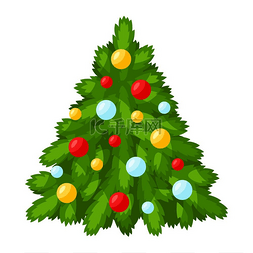 点缀活动图片_圣诞树装饰的插图。