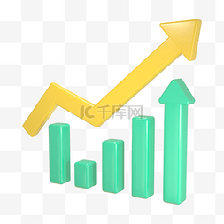 融资报表图片_3d黄色箭头柱状图