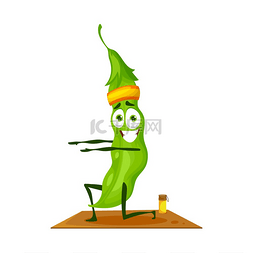 普可爱图片_卡通豆类绿豌豆荚或豆在健身或孤