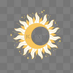 纹身星星图片_扁平金属金色日月太阳月亮