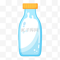 透明蓝色玻璃瓶卡通牛奶装饰