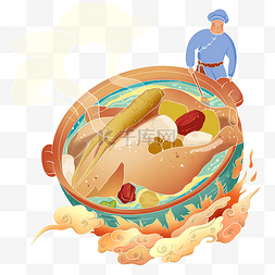 补肾养生酒图片_国潮秋天养生食物食补鸡汤