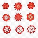 红色装饰花朵新年花瓣雪花电商平面矢量几何