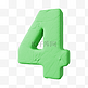 3D立体黏土质感绿色数字4