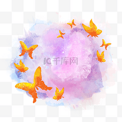 淡紫色水彩蝴蝶飞舞边框