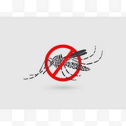 白纹伊蚊种蚊子徽标矢量图标