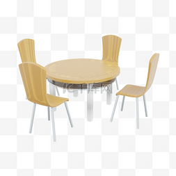 3DC4D立体圆形餐桌桌椅
