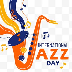 国际爵士乐日图片_白色线条国际爵士乐日