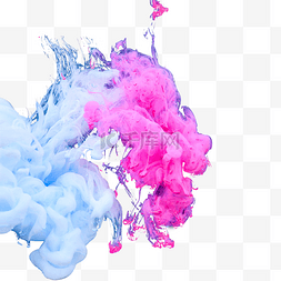 水彩抽象墨迹图片_墨水粉红粉蓝七彩抽象摄影图