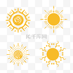 太阳符号橙黄色简笔画