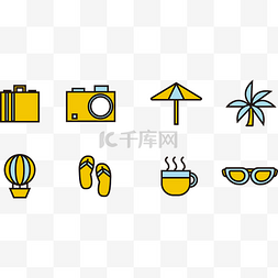 夏天夏季旅游旅行图标icon套图