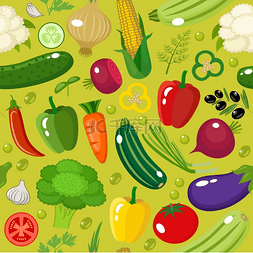 蔬菜无缝图案矢量插图