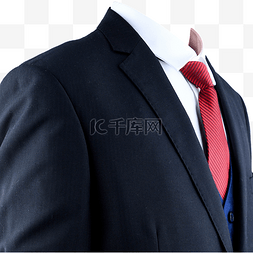 服装正式图片_胸像红领带黑西装摄影图白衬衫