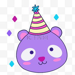 生日小礼物图片_蓝紫色系生日组合可爱戴帽子小熊