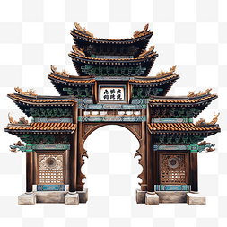 木质建筑的中国古代建筑拱门