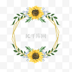 向日葵太阳花花卉图片_向日葵太阳花对称金边花框