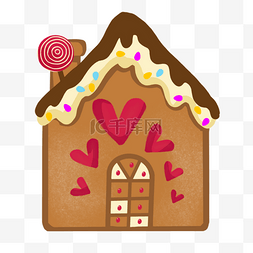 红色爱心巧克力图片_红色爱心装饰圣诞姜饼屋