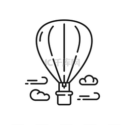 热气球在云层中飞行孤立的轮廓图
