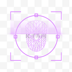 抽象全息图片_紫色技术扫描人脸