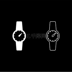 手表的图片_手时钟图标白色矢量插图平面样式