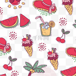 大暑背景图片_卡通彩色夏季冷饮水果背景