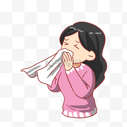 感冒擦鼻涕流感过敏女孩