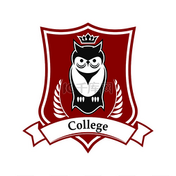 盾牌徽章缎带图片_学院或学院的纹章标志红色和白色