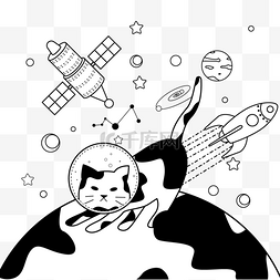 猫宇航员在星球上