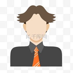 中分男士发型图片_橘黄色领带中分发型卡通人物头像