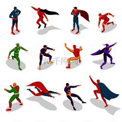 超级服装图片_穿着五颜六色服装的超级英雄在各