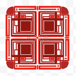 红色几何抽象图片_红色创意几何图案传统韩国饰品花