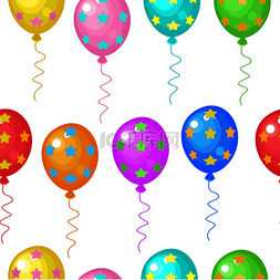 快乐色彩背景图片_无缝图案色彩鲜艳的气球矢量插图