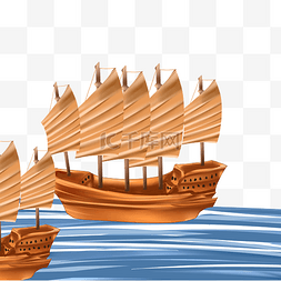 帆船海上图片_郑和下西洋帆船