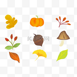 秋天秋季树叶贴纸套图