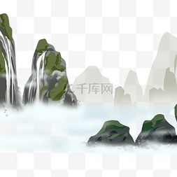 中国风游戏底纹图片_古风仙侠绿色山水中国风景色
