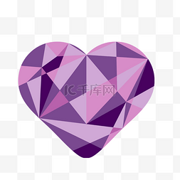紫色立体抽象低聚爱心