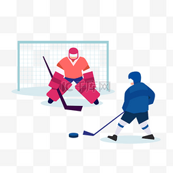 两个冰球运动员曲棍球比赛运动插