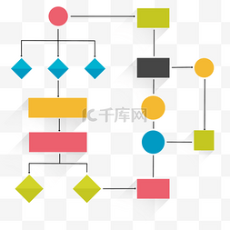 链接网站图片_流程图线条箭头抽象商务彩色信息