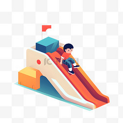 粽子滑滑板图片_卡通可爱的玩滑滑梯的小男孩