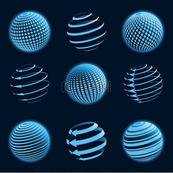 绿色地球图标。矢量插画.