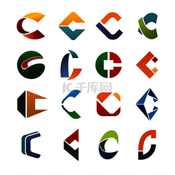 企业形象的抽象字母 C 设计。