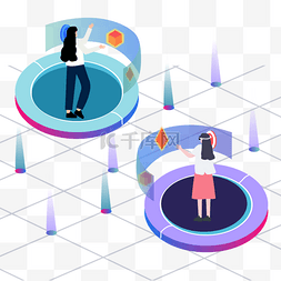 虚拟世界彩色圆形圆柱智能体验