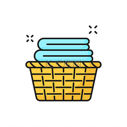 卫生用品图标图片_洗衣篮中的干净毛巾堆叠独立的彩