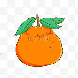 橘子半剥图片_橘子水果手绘卡通元素