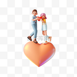 214情人节情侣图片_情人节3D立体卡通创意情侣人物