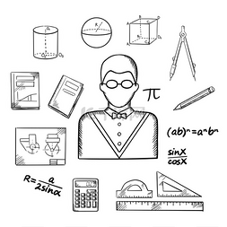 尺子与圆规图片_数学家职业与老师一起用眼镜、公